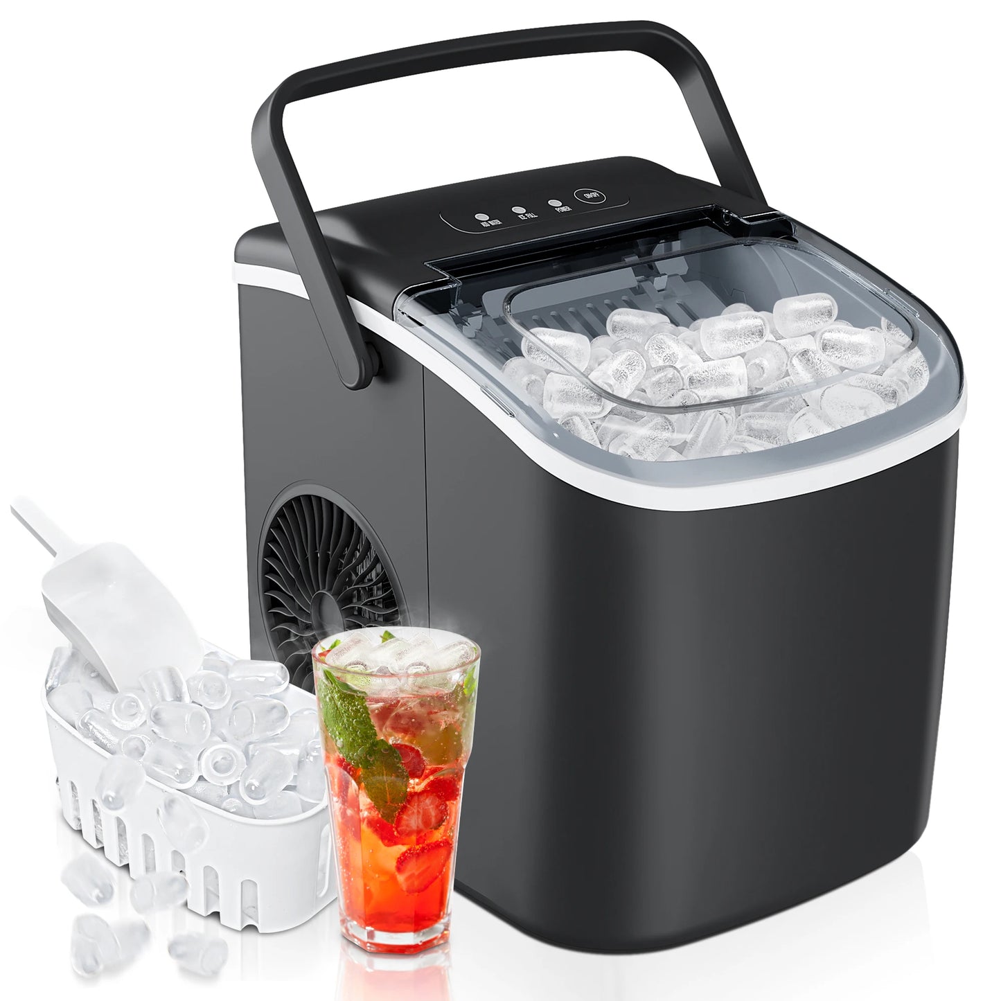 SIMALIFE IM 06 Countertop Ice Maker Self-Cleaning Portable Ice Maker with Ice Scoop and Basket Ice Machine with Bullet Ice