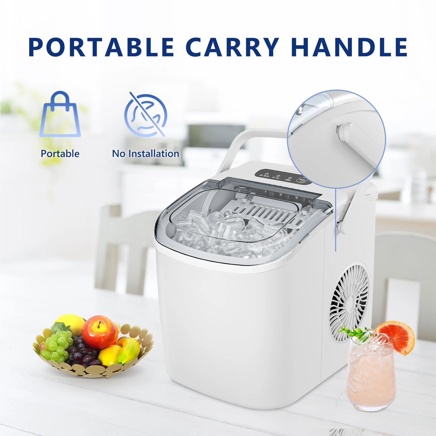 SIMALIFE IM 06 Countertop Ice Maker Self-Cleaning Portable Ice Maker with Ice Scoop and Basket Ice Machine with Bullet Ice