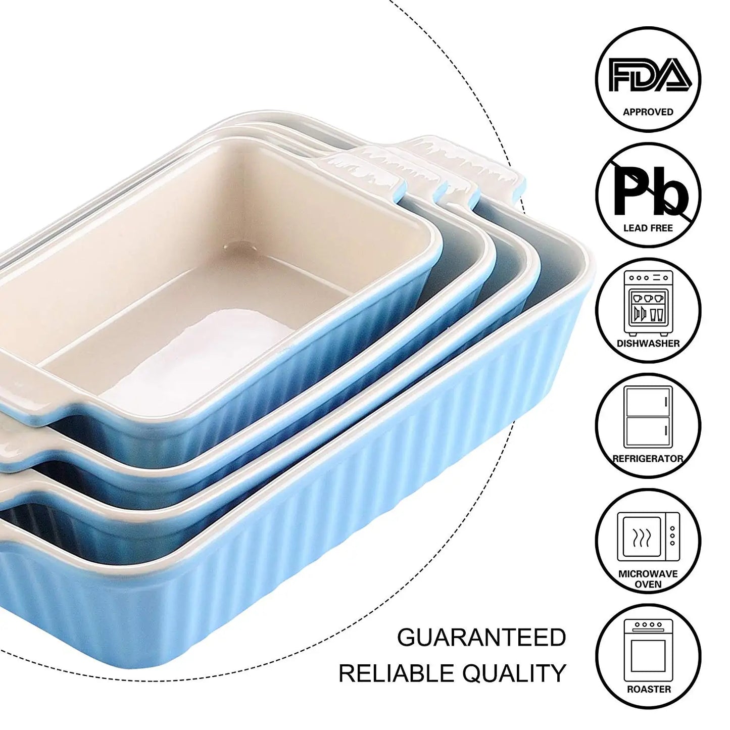 MALACASA Ceramic Baking Dish Set Oven Safe Casserole
