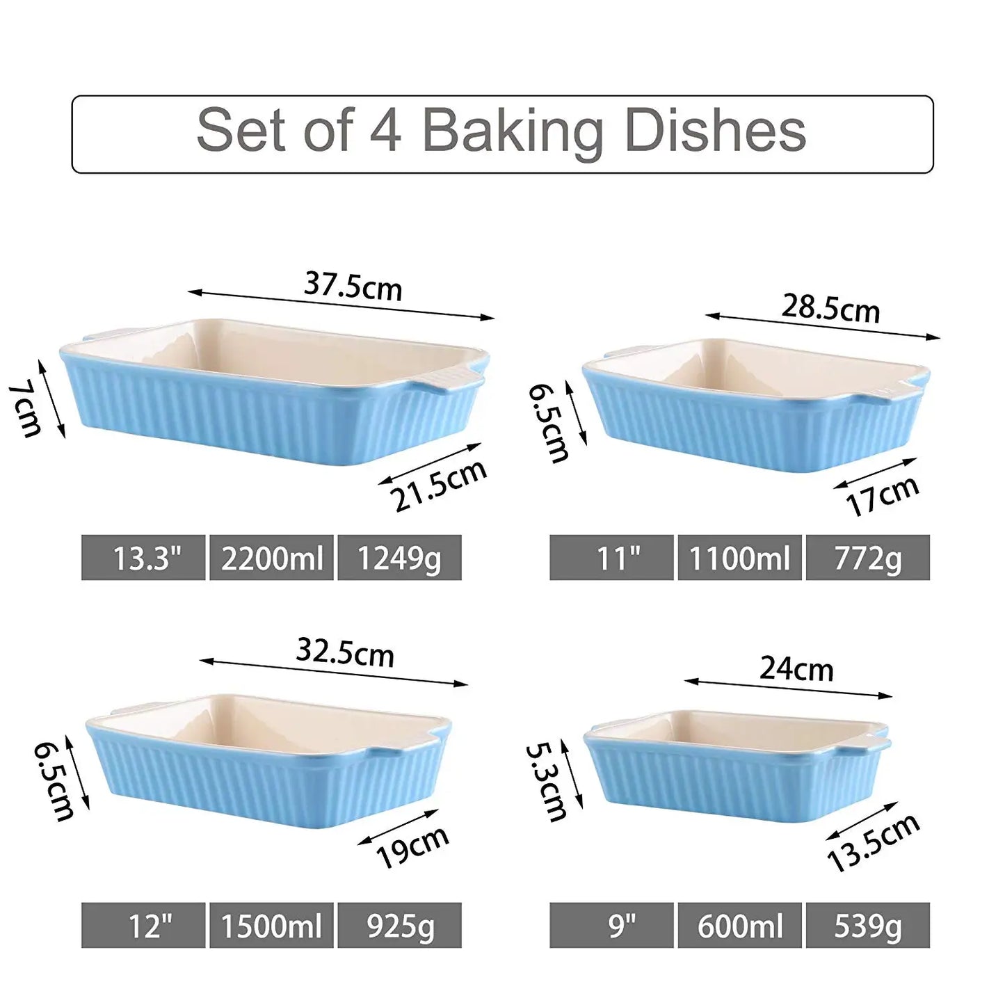 MALACASA Ceramic Baking Dish Set Oven Safe Casserole