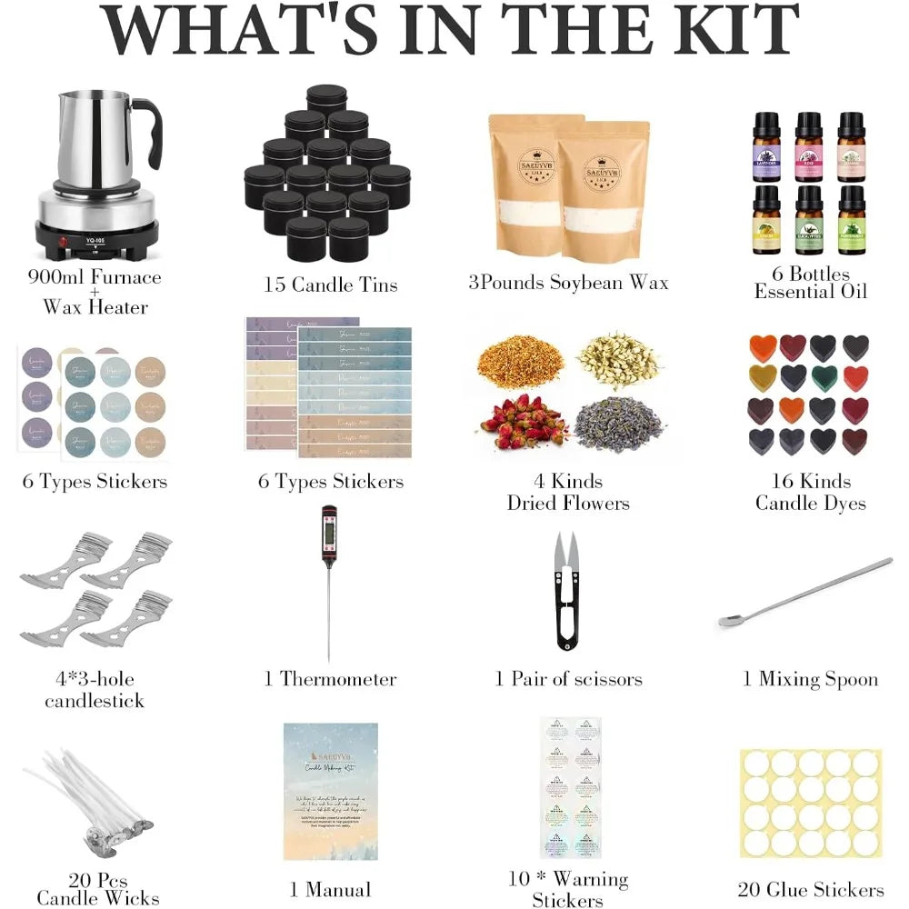 Candle Making Kit With Wax Melter DIY Starter Soy Candle Making Kit For Adults