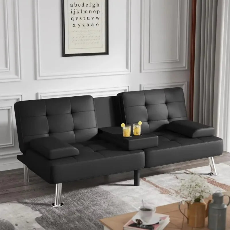 Hign Concerned Convertible Futon Sofa Bed With Cup Holders