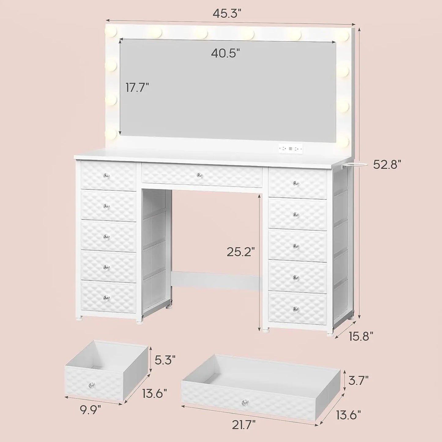 XMSJ Makeup Vanity Desk With Mirror And Power Strip