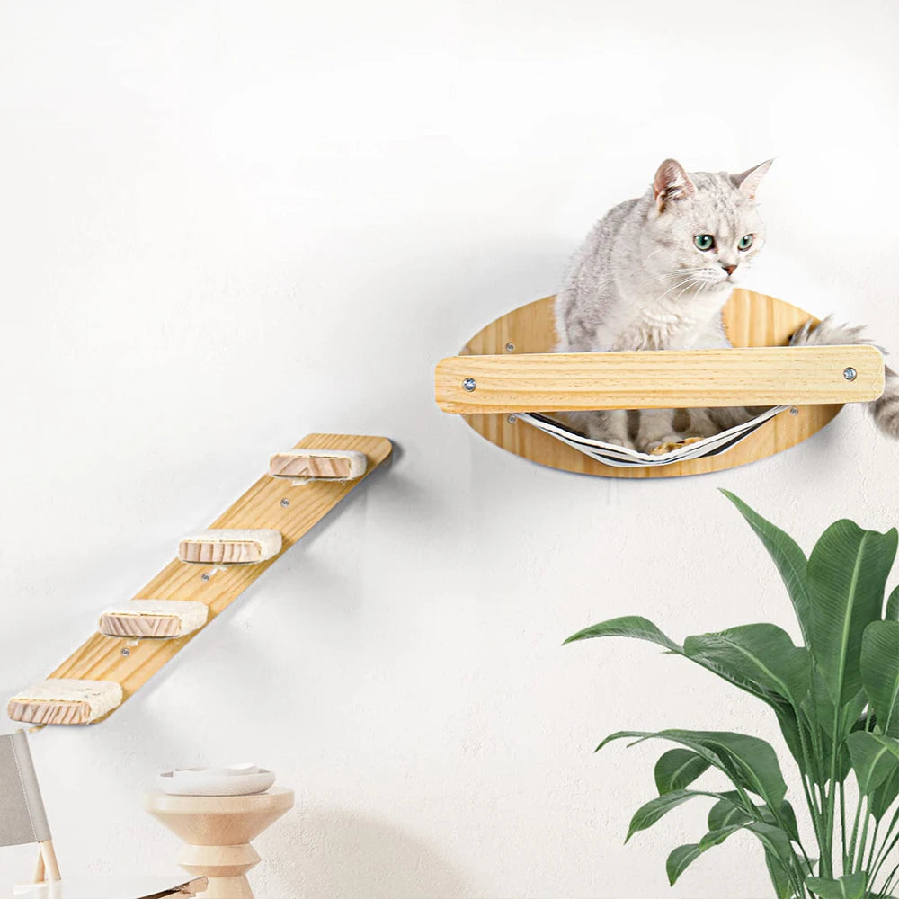 PETRAVELCN Cat Wall Mounted Hammock And Scratching Posts Set