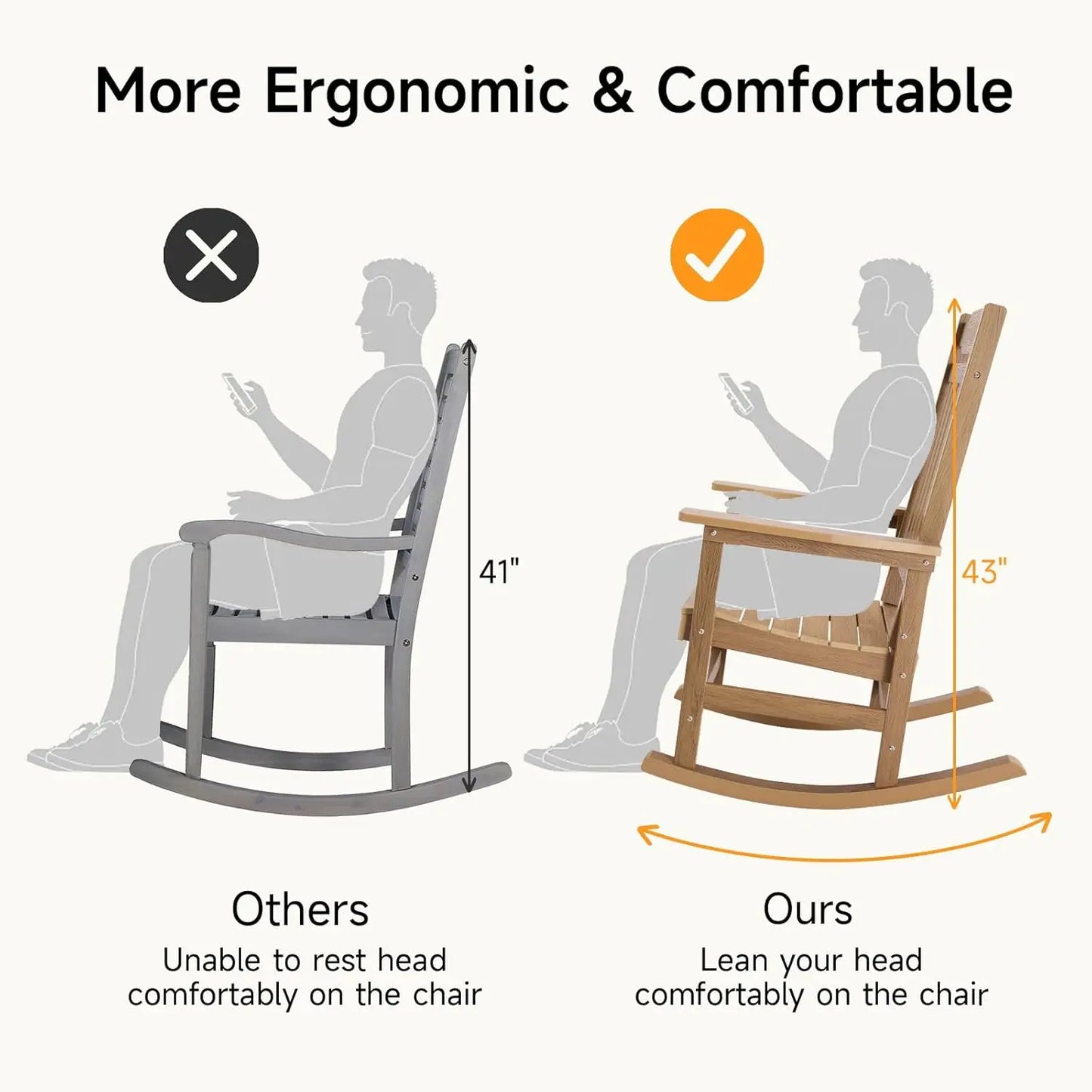 XMSJH Outdoor Poly Rocking Chair Porch Furniture Set