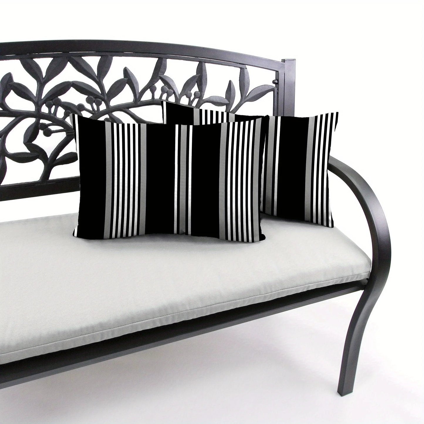 Outdoor Black Stripe Lumbar Throw Pillows Set of Two