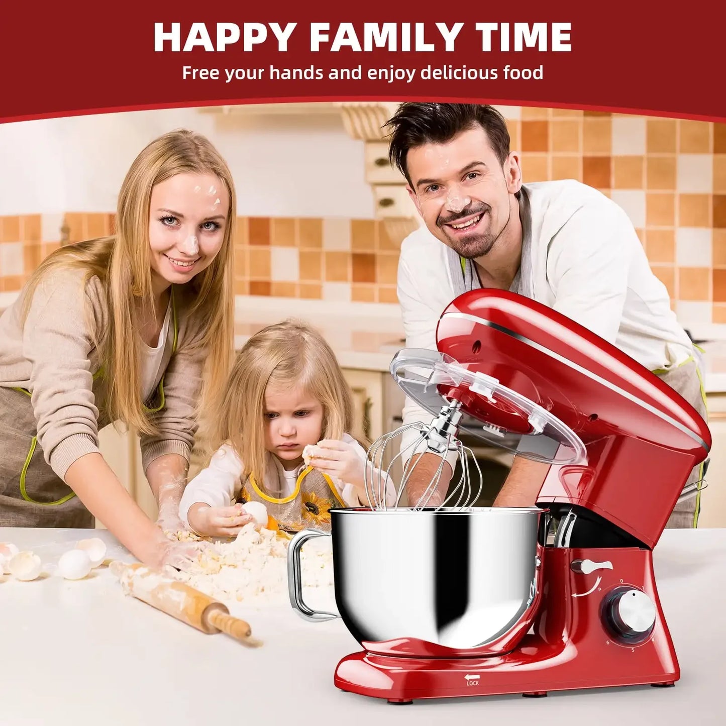 SZRSTH Electric Stand Mixer 3 In 1 Dough Beater Whisk