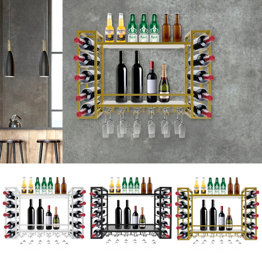 White/Black/Gold Wall Mounted Wine Rack Wine Storage Display Shelf Hanging Wall Bar Shelf