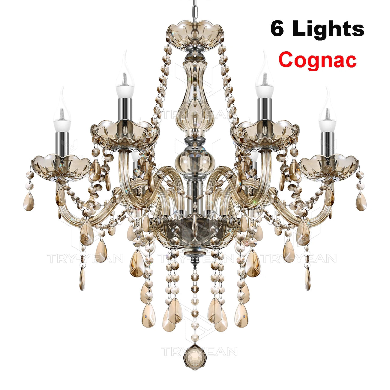 Crystal Tassels 6 Light Chandelier For Living Room