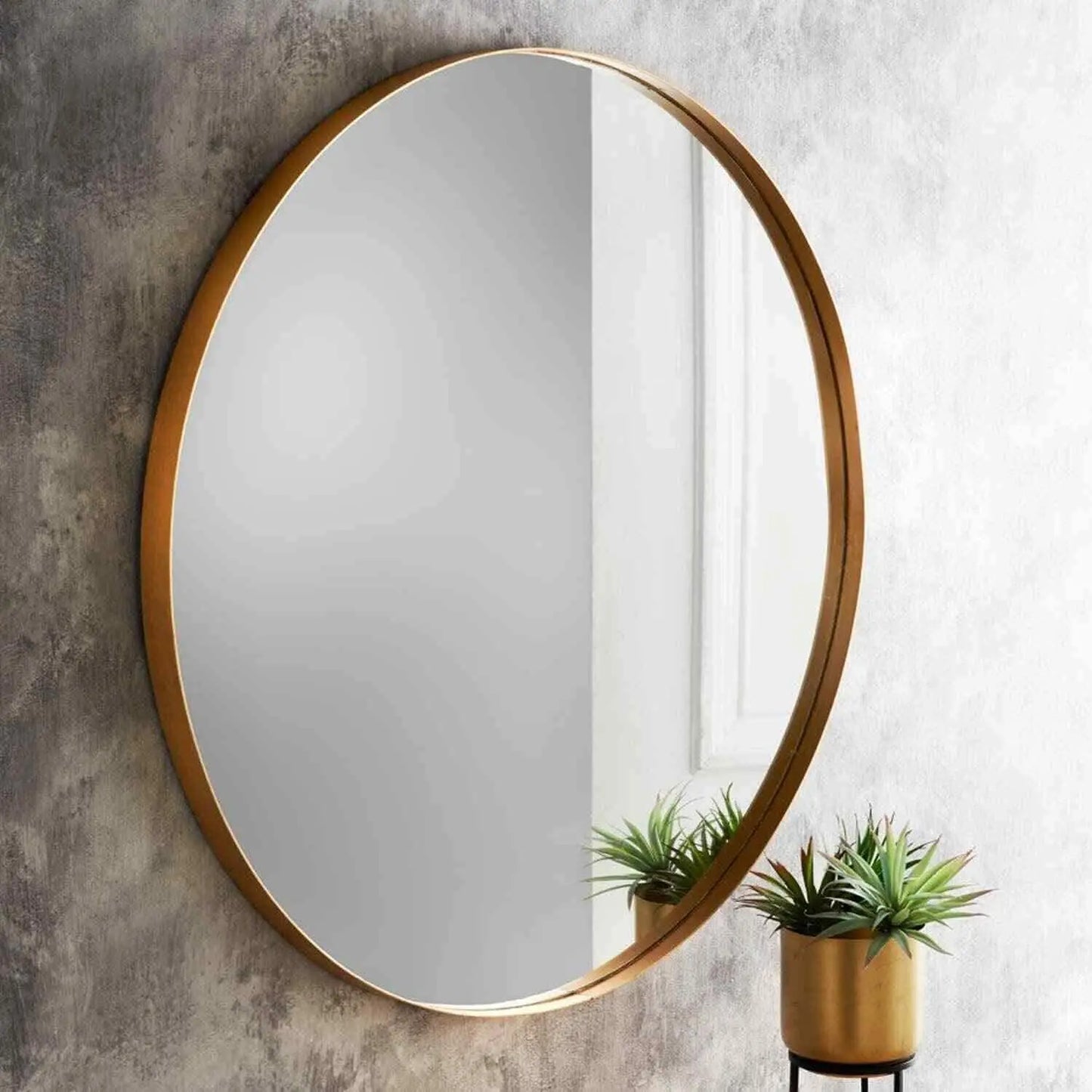 Oval Mirror Wall Mounted Mirror Vanity Mirror with Brushed Brass Framed for Accent Entry Living Room Bathroom Decor