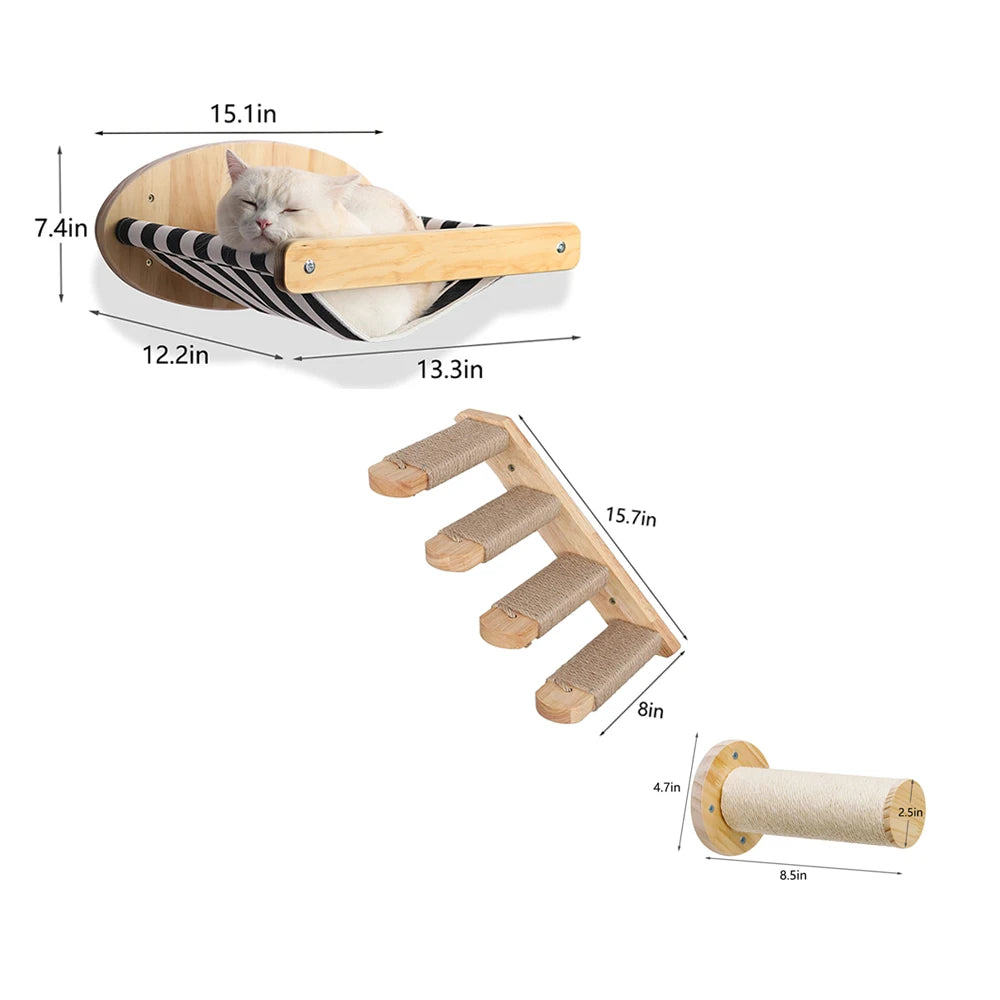 PETRAVELCN Cat Wall Mounted Hammock And Scratching Posts Set