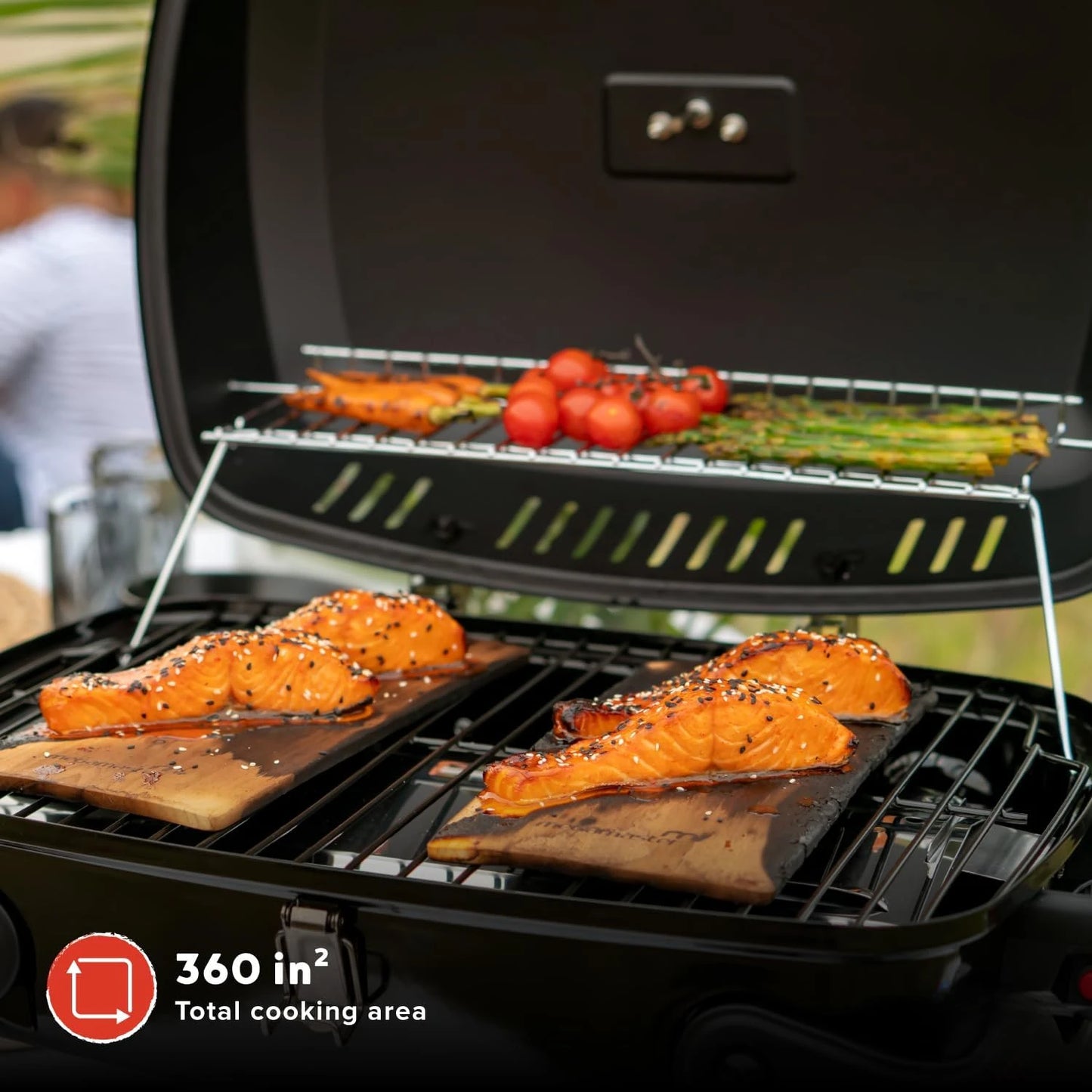 Megamaster 820-0065C One Burner Portable Gas Grill for Camping Outdoor Cooking Patio Garden Barbecue with Two Foldable Legs Red and Black