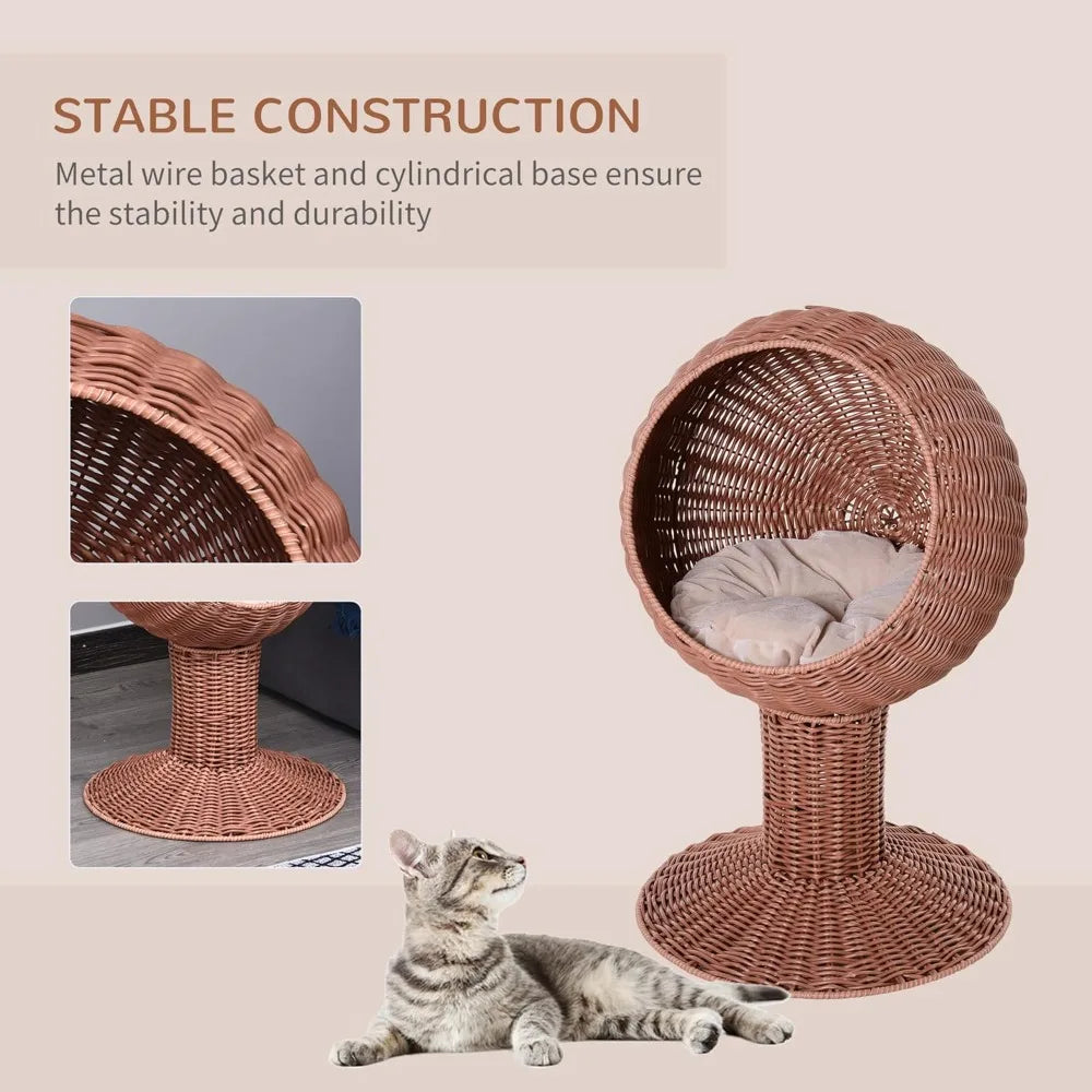 HUANZHUANG Elevated Cat Bed With Rotatable Egg Chair Pod