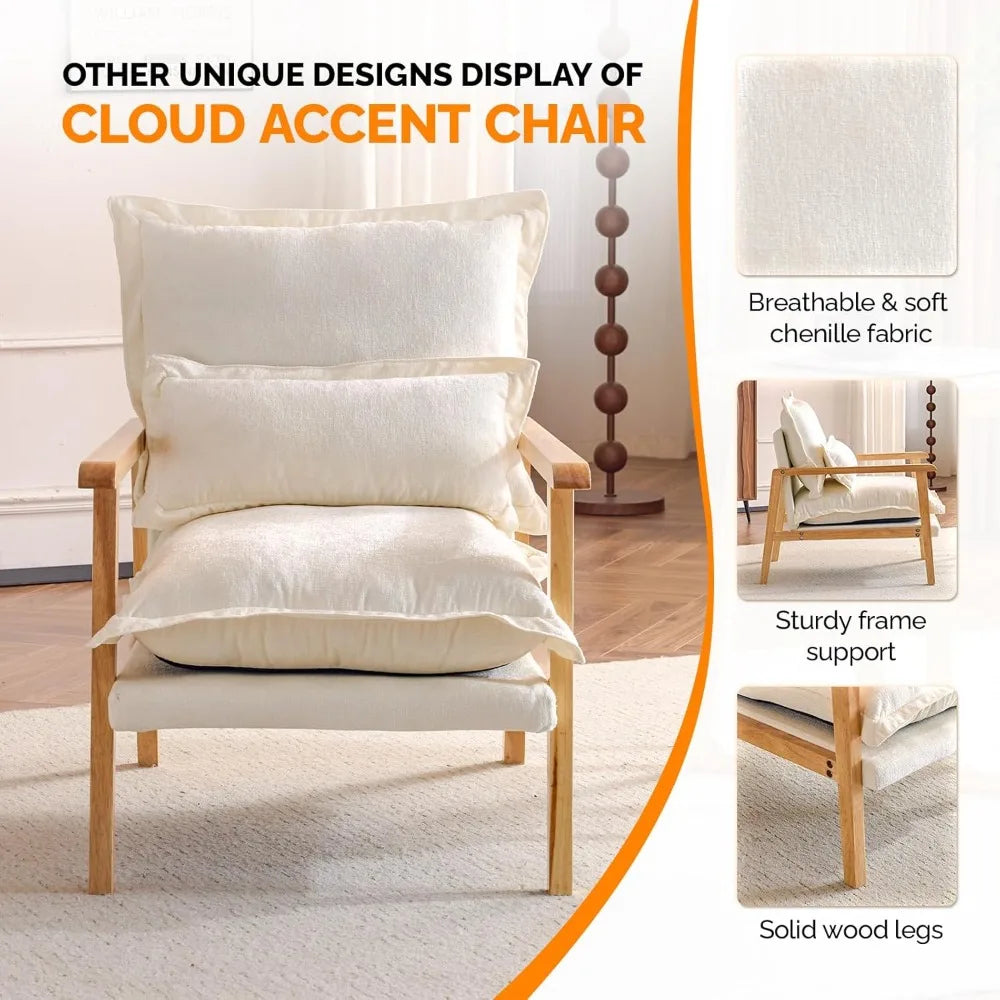 HUANZHUANG Mid Century Modern Cloud Accent Armchair