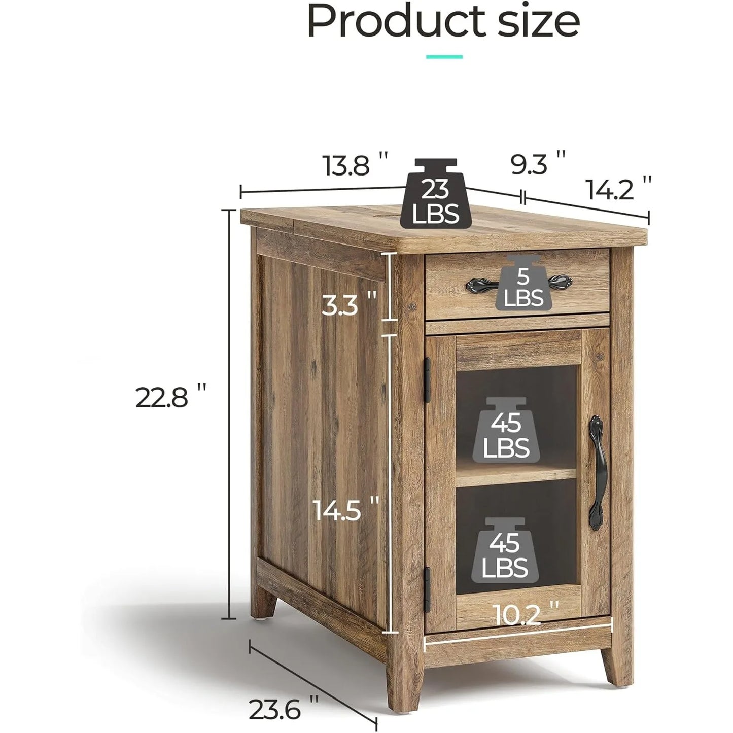 Farmhouse End Table With Charging Station Narrow Side Table For Living Room Sofa Side Table With Drawer And Storage Cabinet