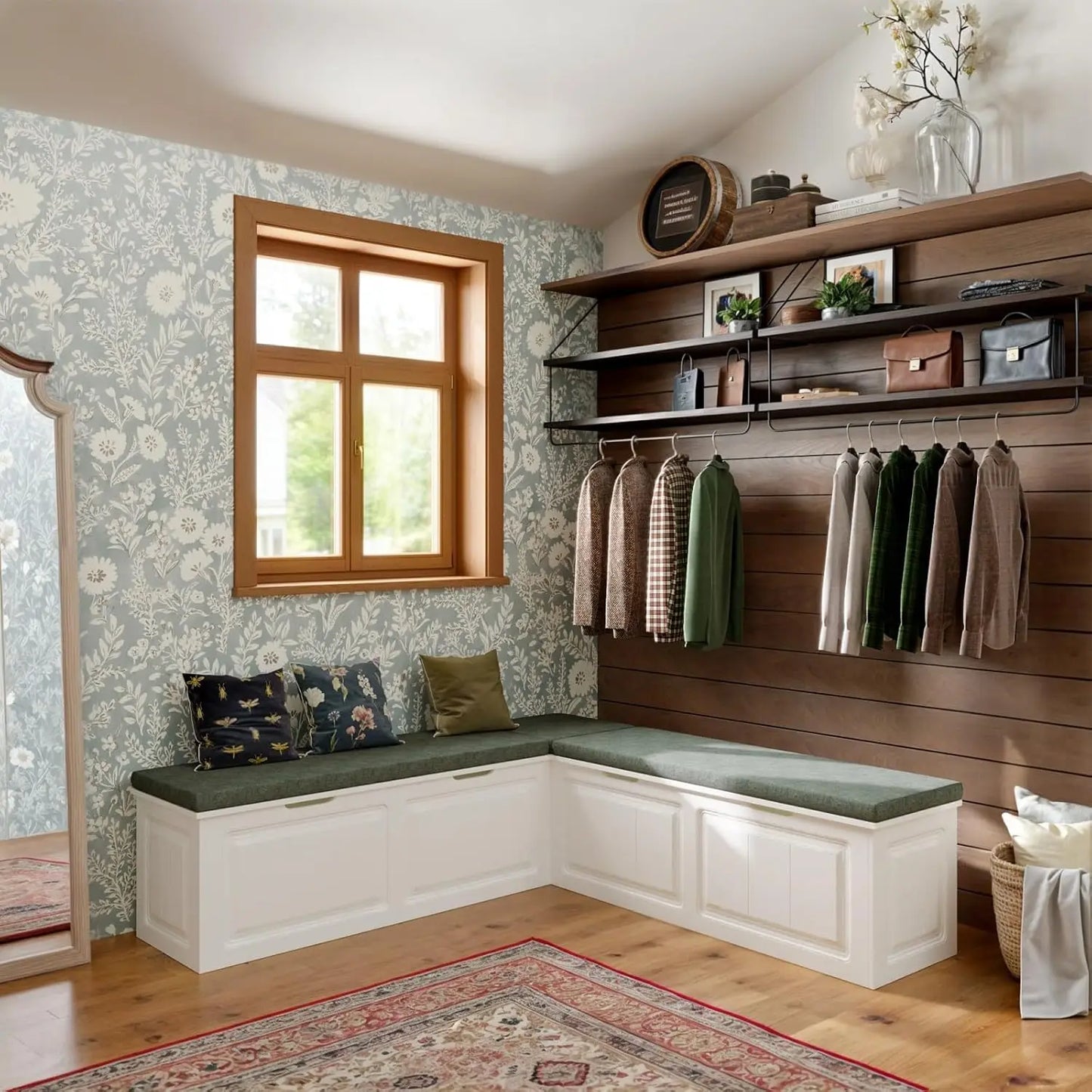XMSJH L Shape Storage Bench Nook With Cushion Seating