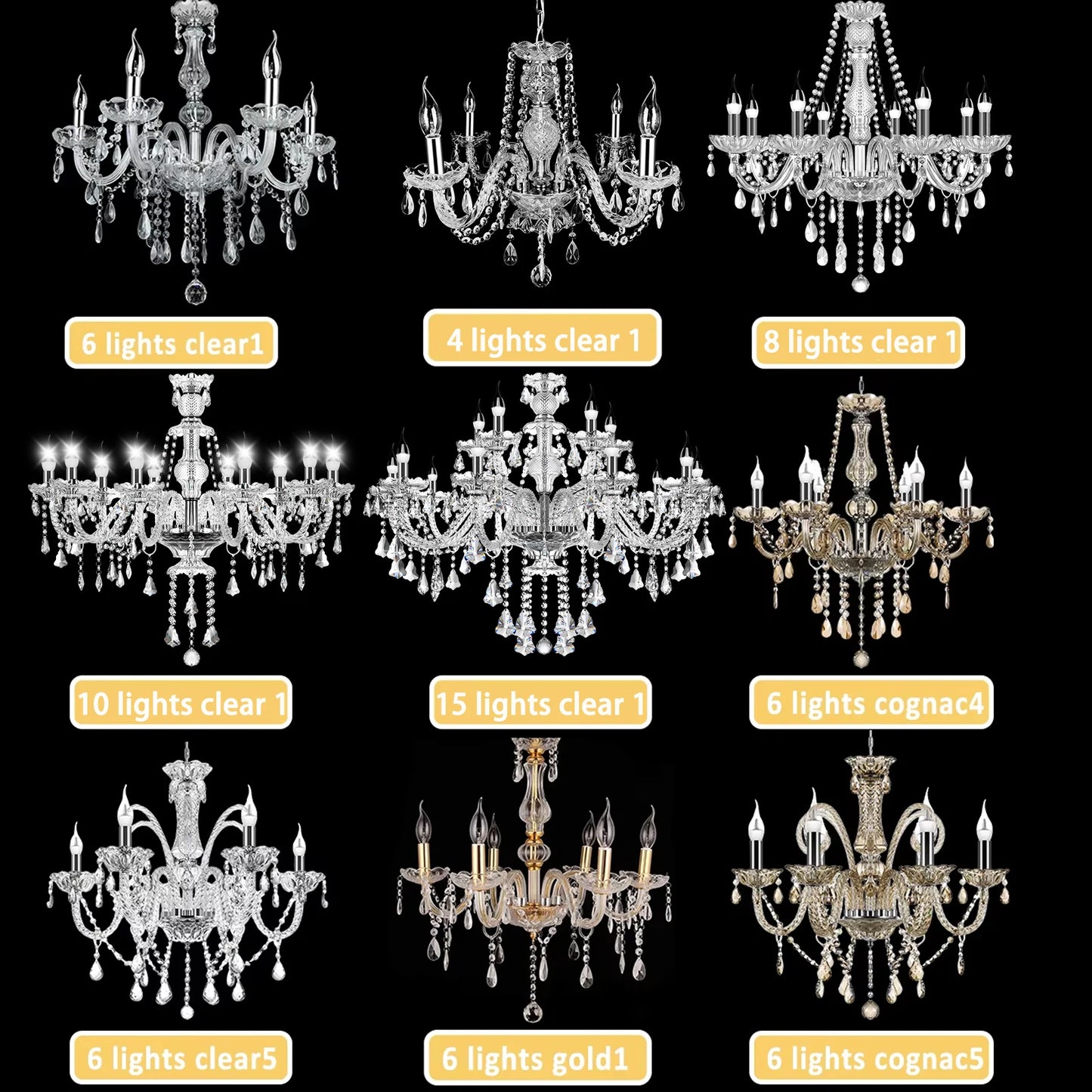 Crystal Tassels 6 Light Chandelier For Living Room