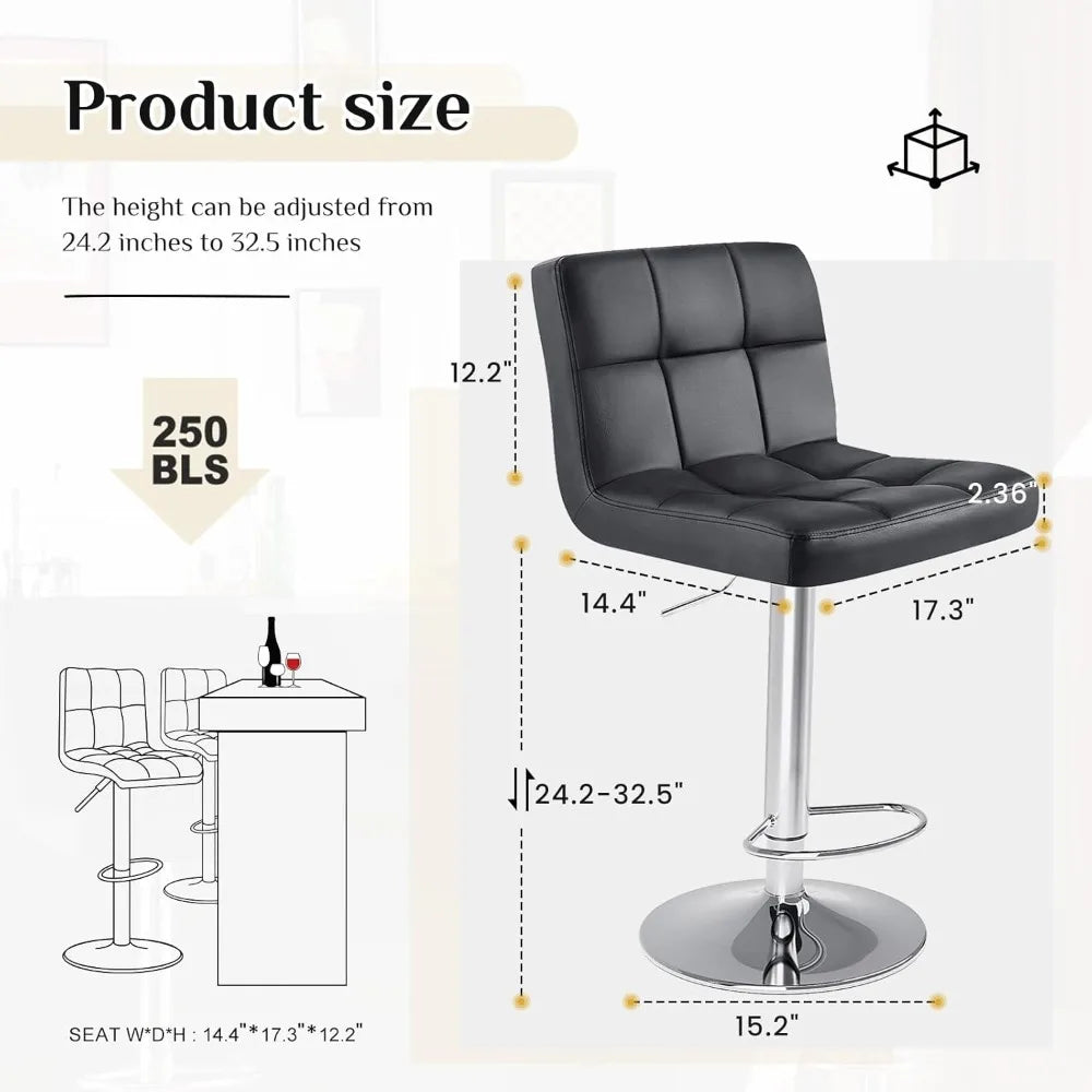 Upholstered PU Leather Saddle Bar Stools With Metal Base