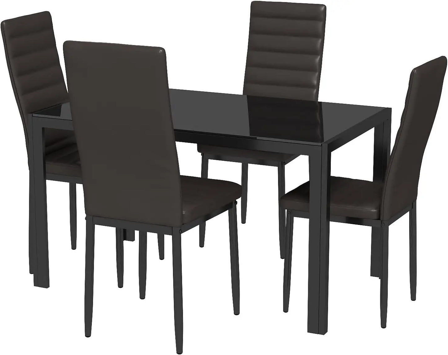 XMSJH Modern Glass Dining Table Set With PU Chairs Comfort