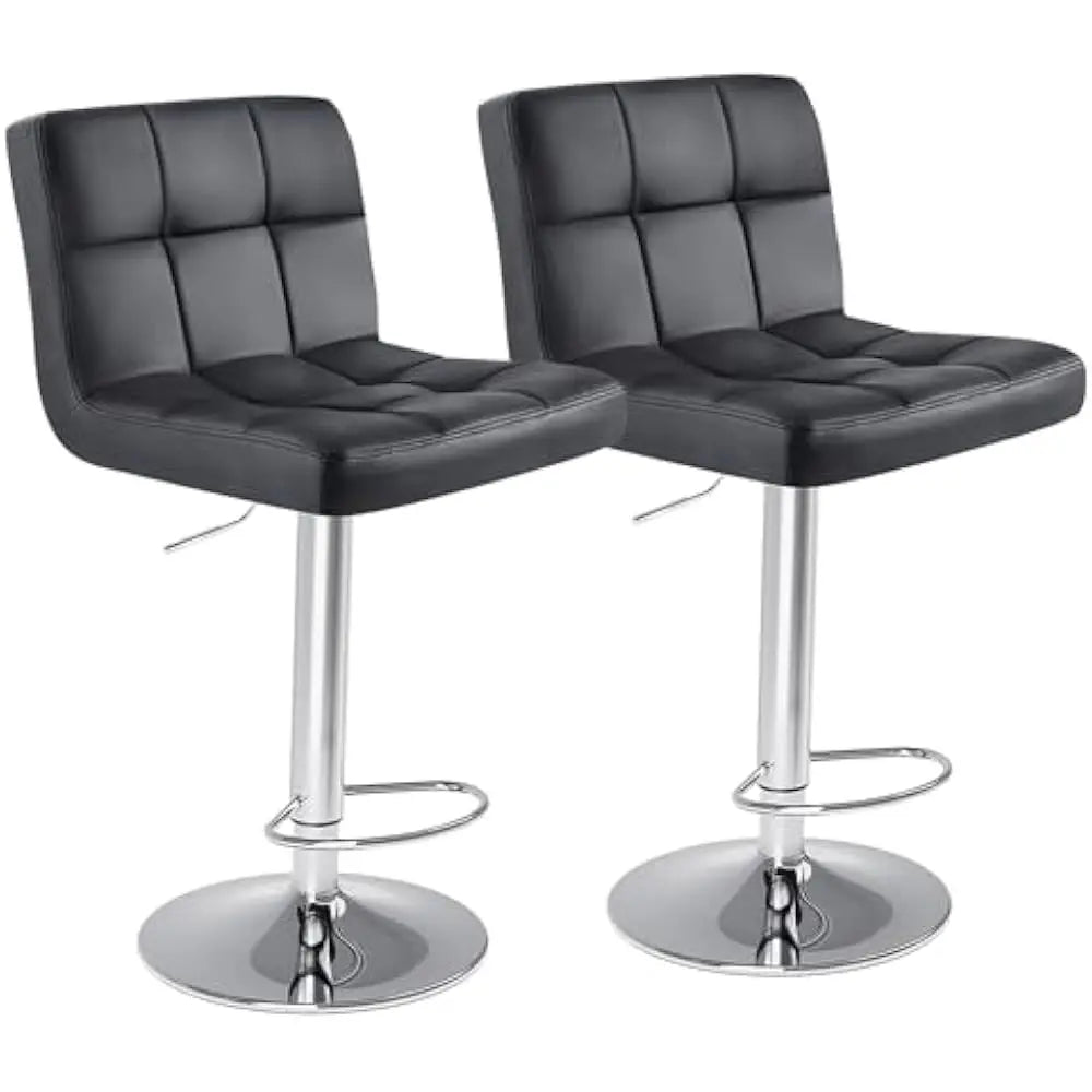 Upholstered PU Leather Saddle Bar Stools With Metal Base
