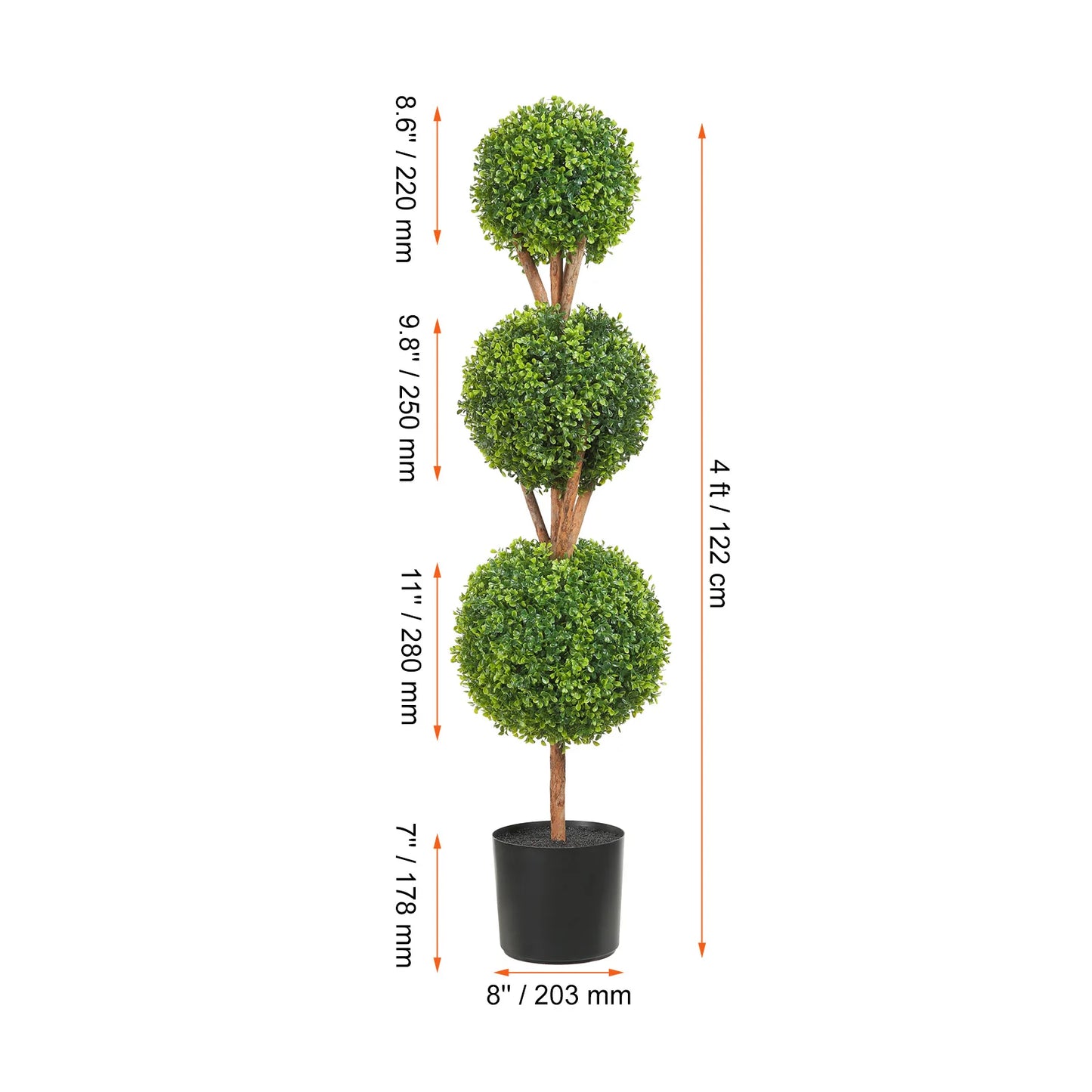SucceBuy Artificial Boxwood Tower Topiary Spiral Plant 24 Inch 36 Inch 48 Inch High Decorative Green Plastic PE Tree