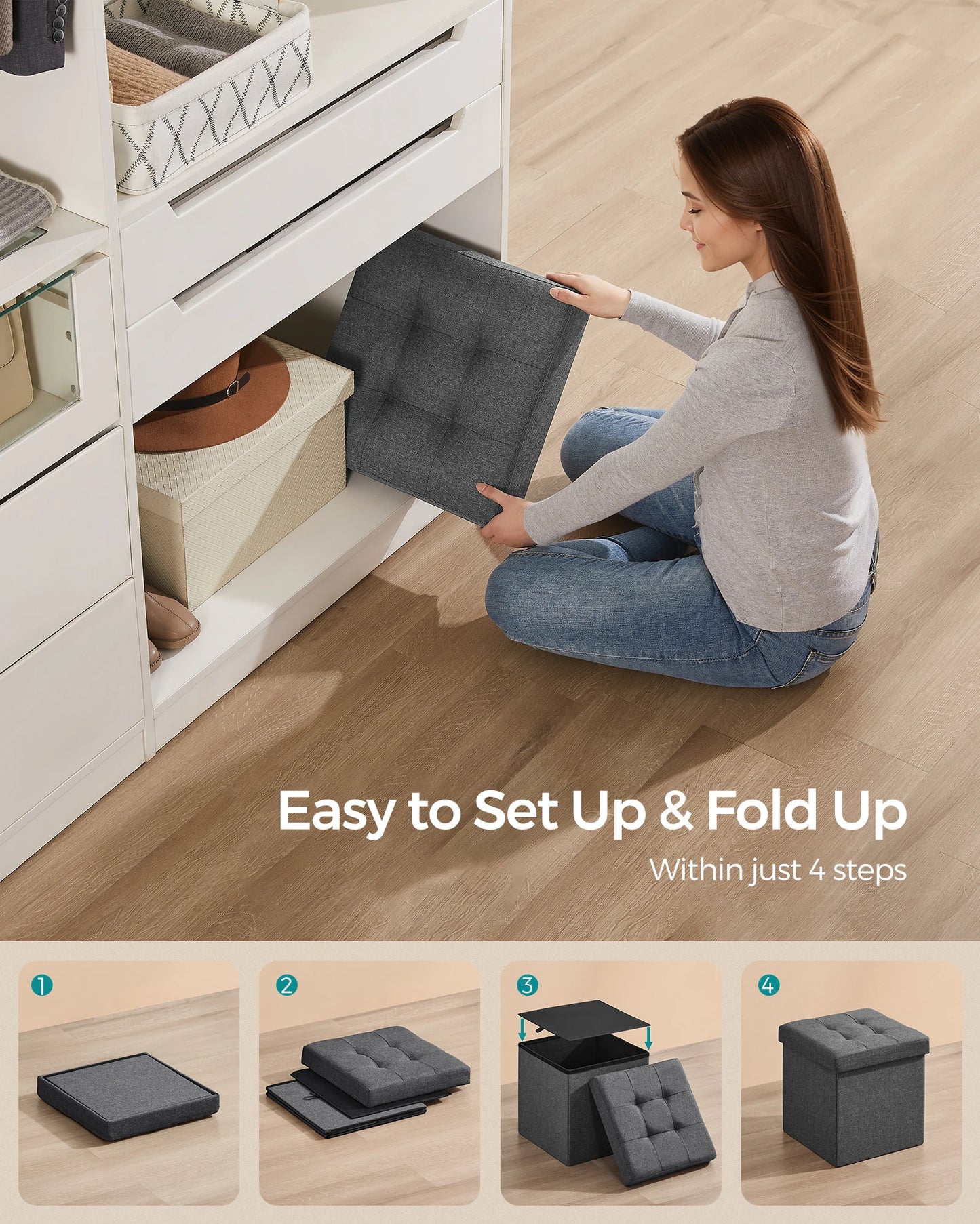 Songmics Mazie Collection Folding Storage Ottoman Bench