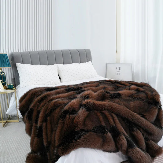 B3 Luxury Faux  Fur Winter Warm Blanket for Bed High-end Faux Mink Velvet Sofa Blanket Comfortable Sofa Blanket Throw