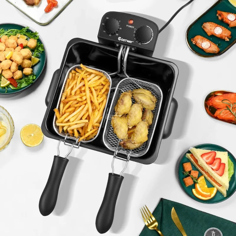 Costway Electric Deep Fryer 1700W Triple Basket Stainless