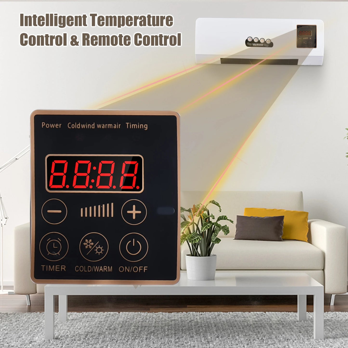 Wall Mounted Two In One Electric Heater Fan With Remote