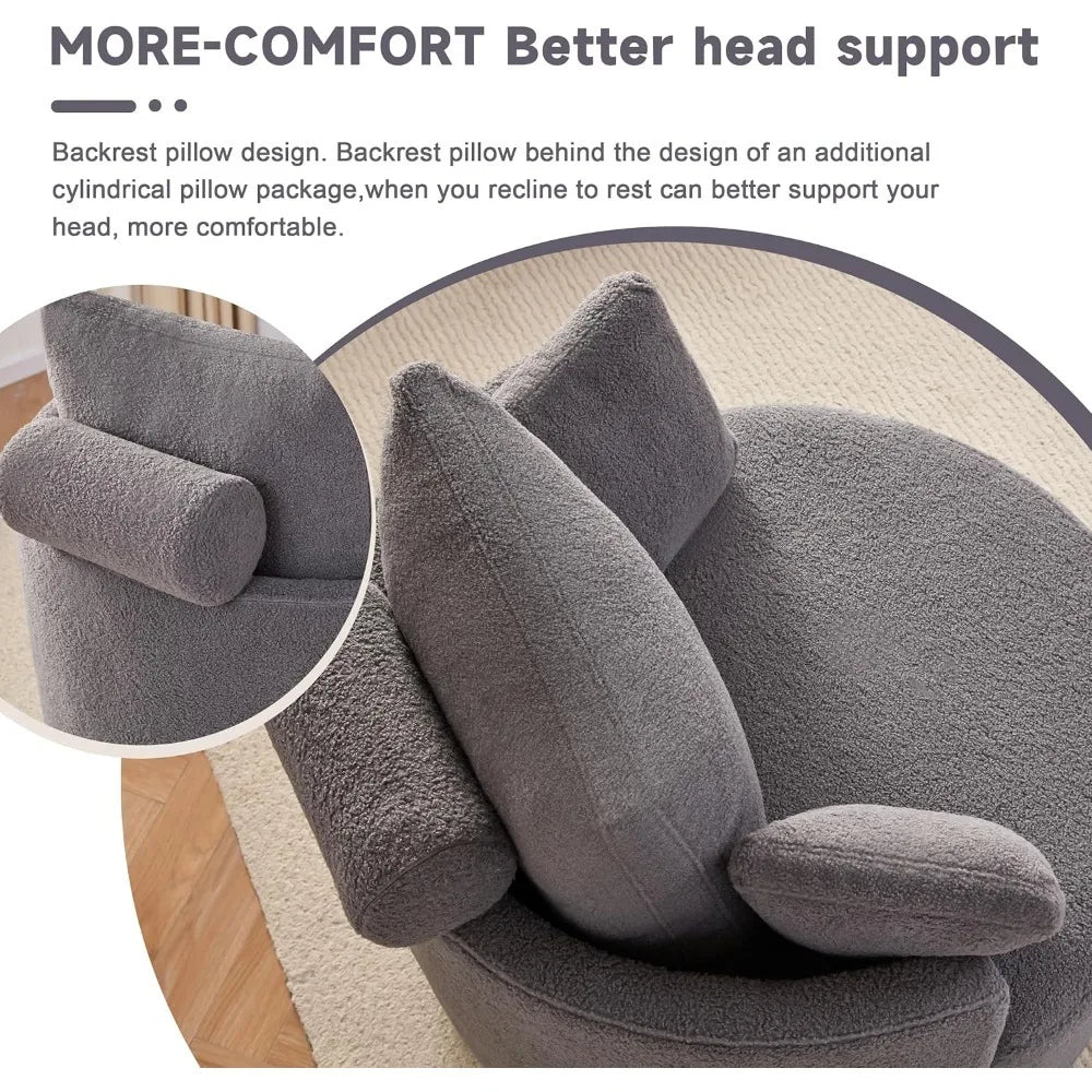 HUANZHUANG Swivel Barrel Chair With Storage And Pillows