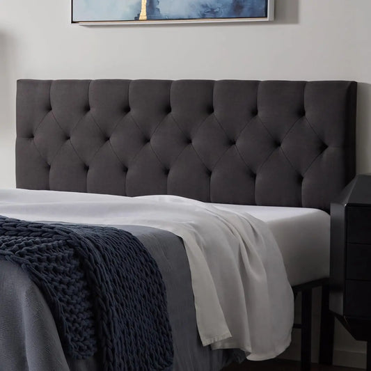 Mid-Rise Upholstered Headboard - Diamond Tufted - Padded Polyester - Adjustable Height from 34” to 46”
