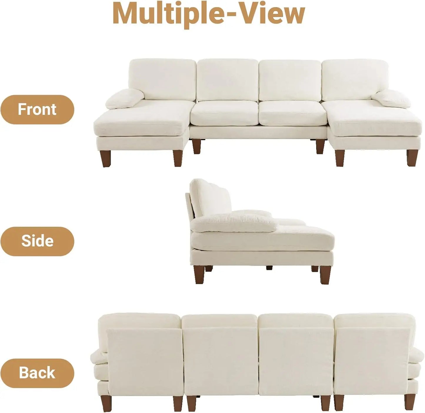 XMSJ Modern U Shaped Sectional Sofa With Double Chaise