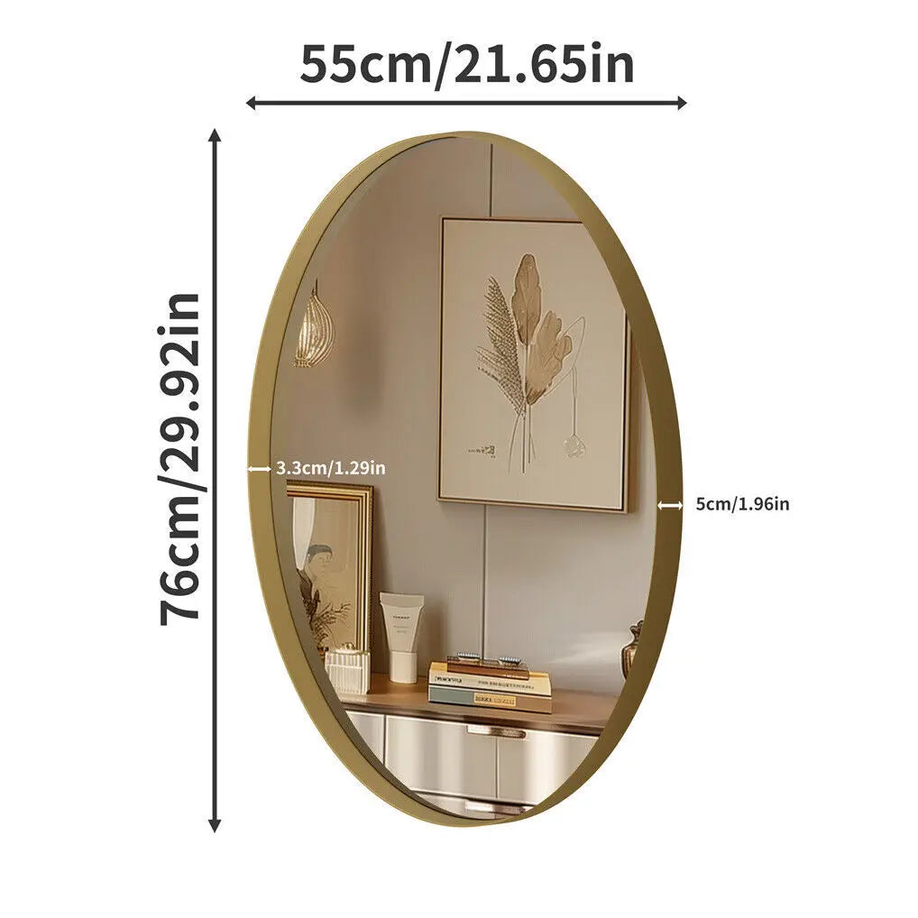Oval Mirror Wall Mounted Mirror Vanity Mirror with Brushed Brass Framed for Accent Entry Living Room Bathroom Decor