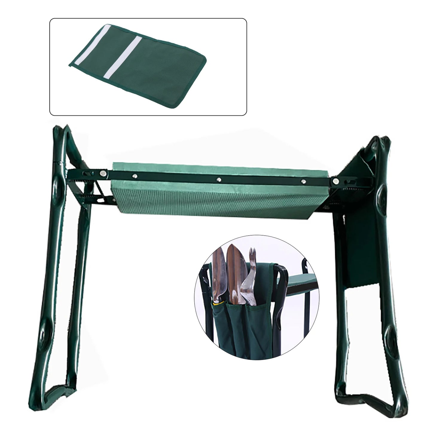 Hign Concerned Folding Garden Kneeler Bench With Tool Bag