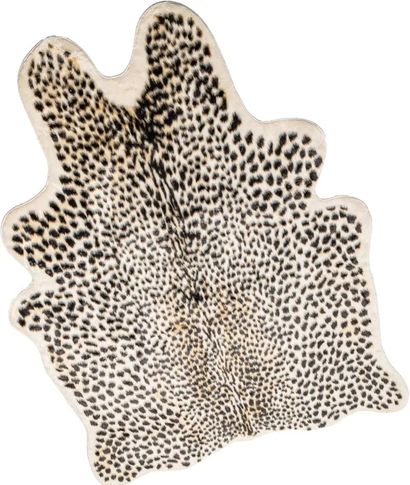 Hign Concerned Leopard Print Faux Cowhide Area Rug Decor
