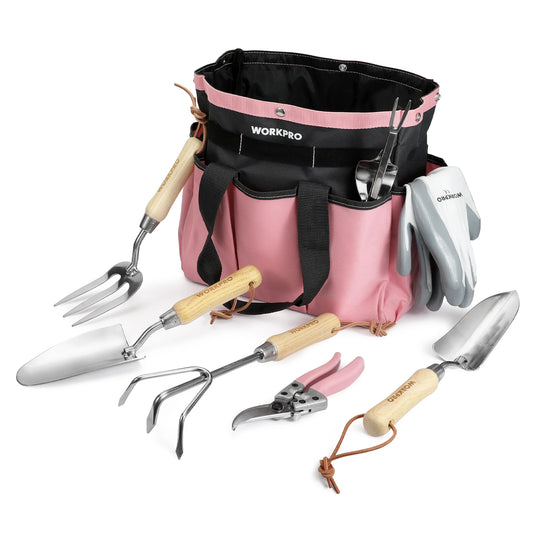 WORKPRO 8 Piece Garden Tool Set with Tote and Gloves