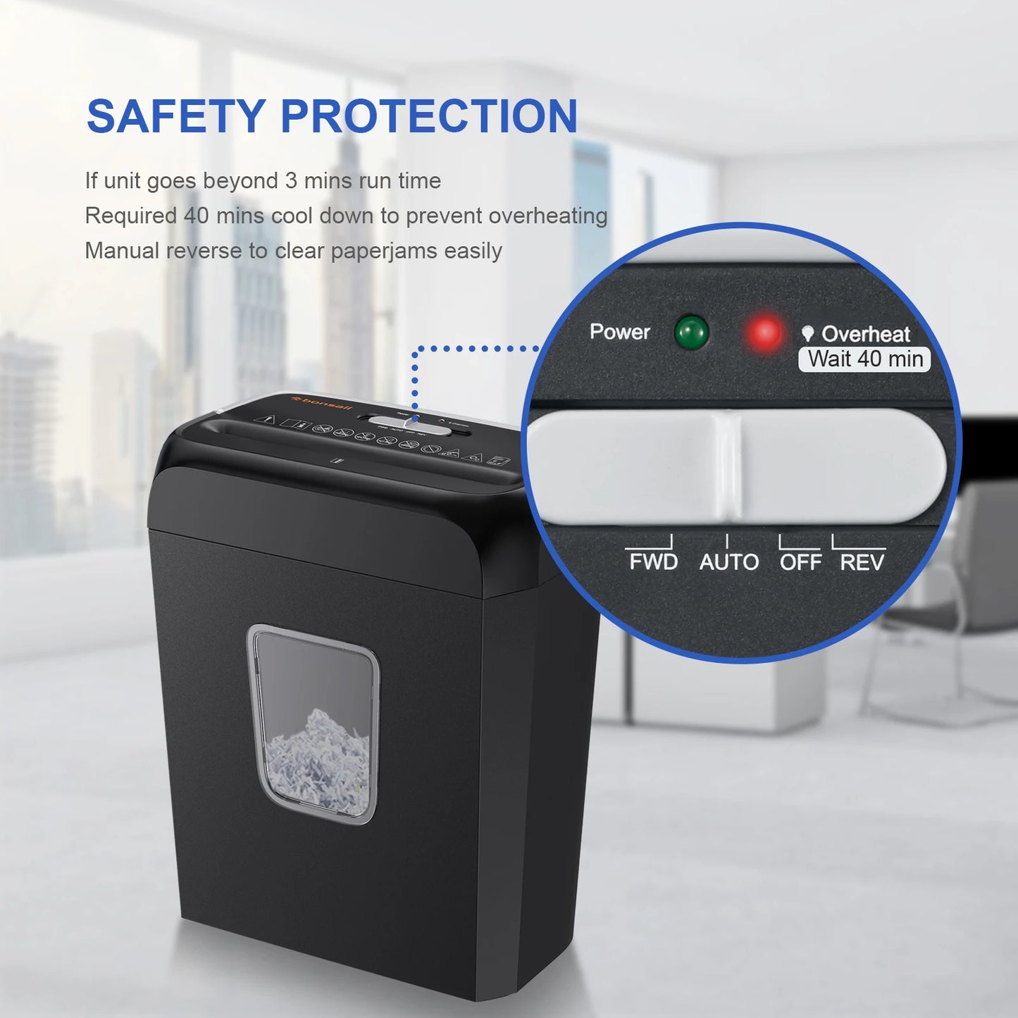 Bonsaii 6-Sheet Cross Cut Paper Shredder for Home Office