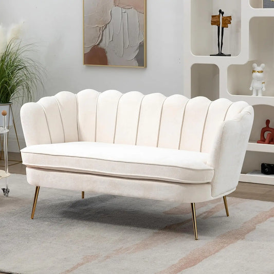 XMSJ Modern Chenille Loveseat Sofa With Flower Back