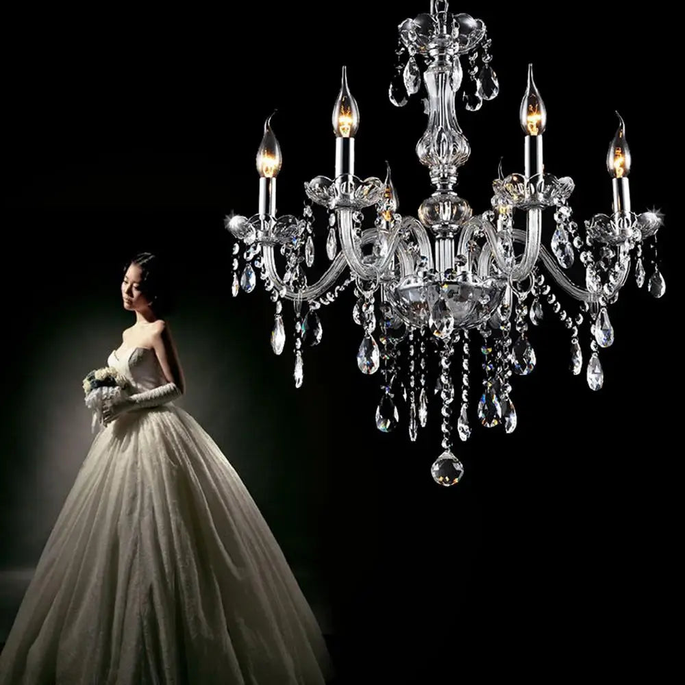 Crystal Tassels 6 Light Chandelier For Living Room