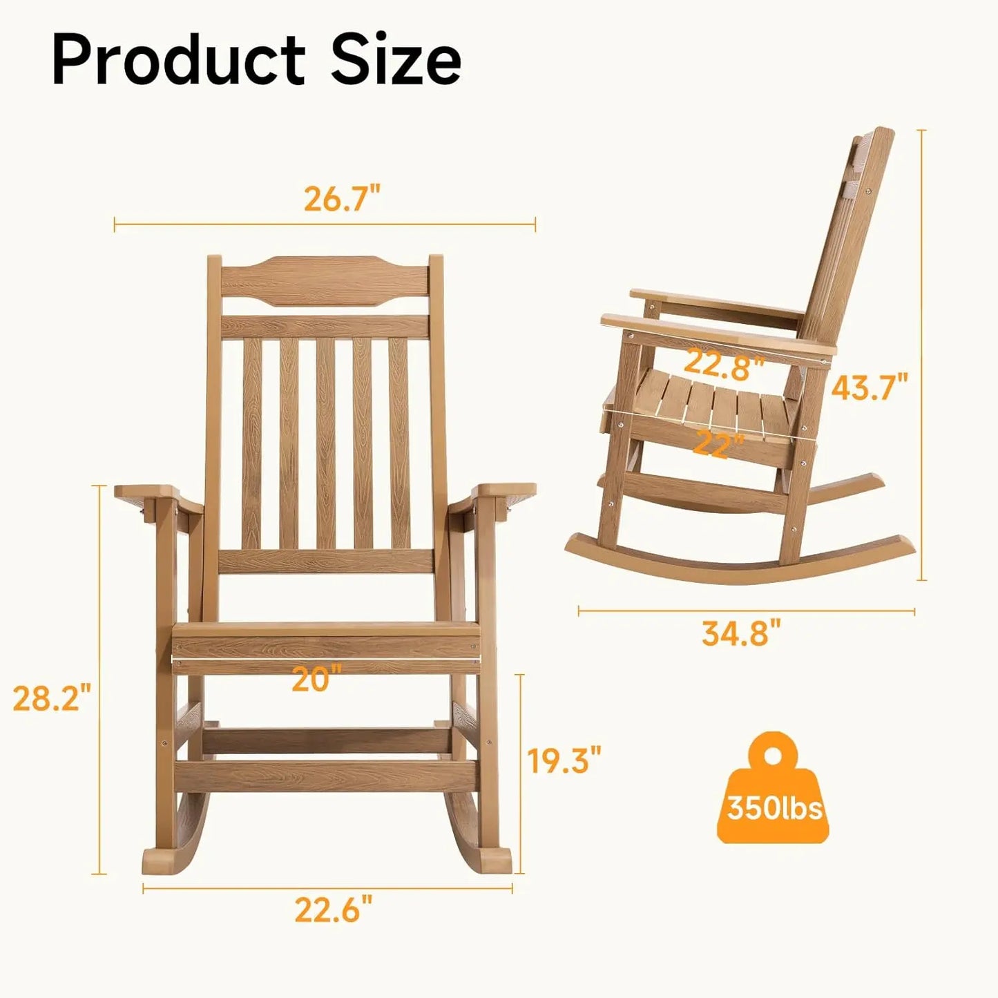 XMSJH Outdoor Poly Rocking Chair Porch Furniture Set