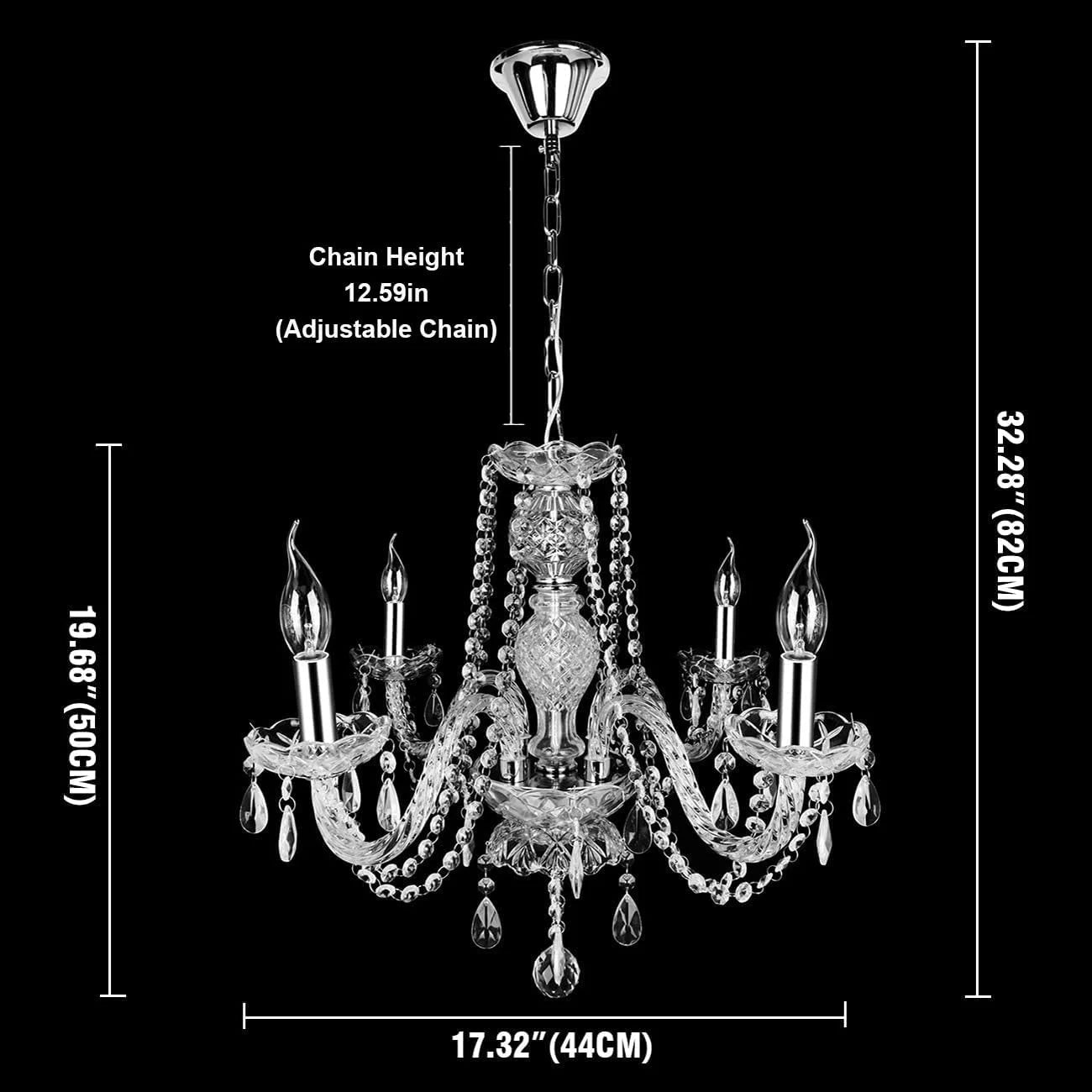 Crystal Tassels 6 Light Chandelier For Living Room