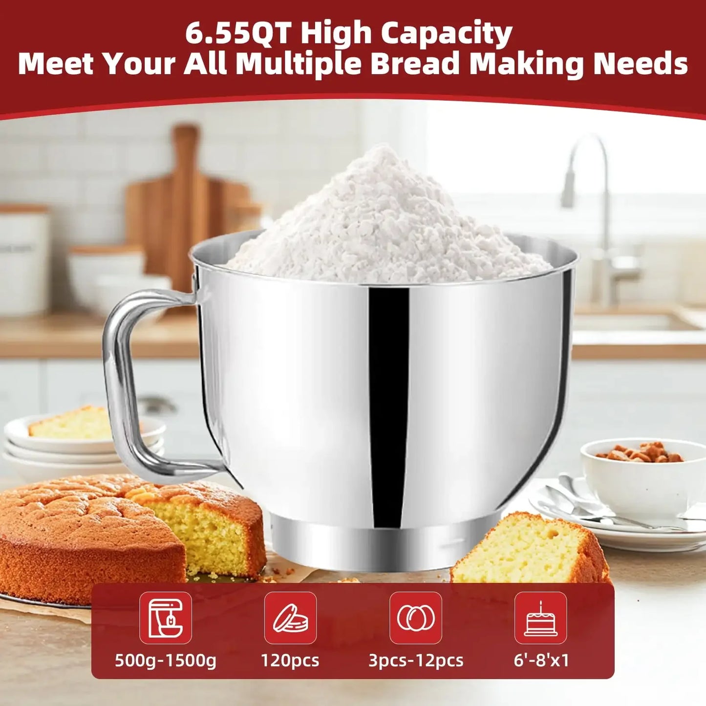 SZRSTH Electric Stand Mixer 3 In 1 Dough Beater Whisk