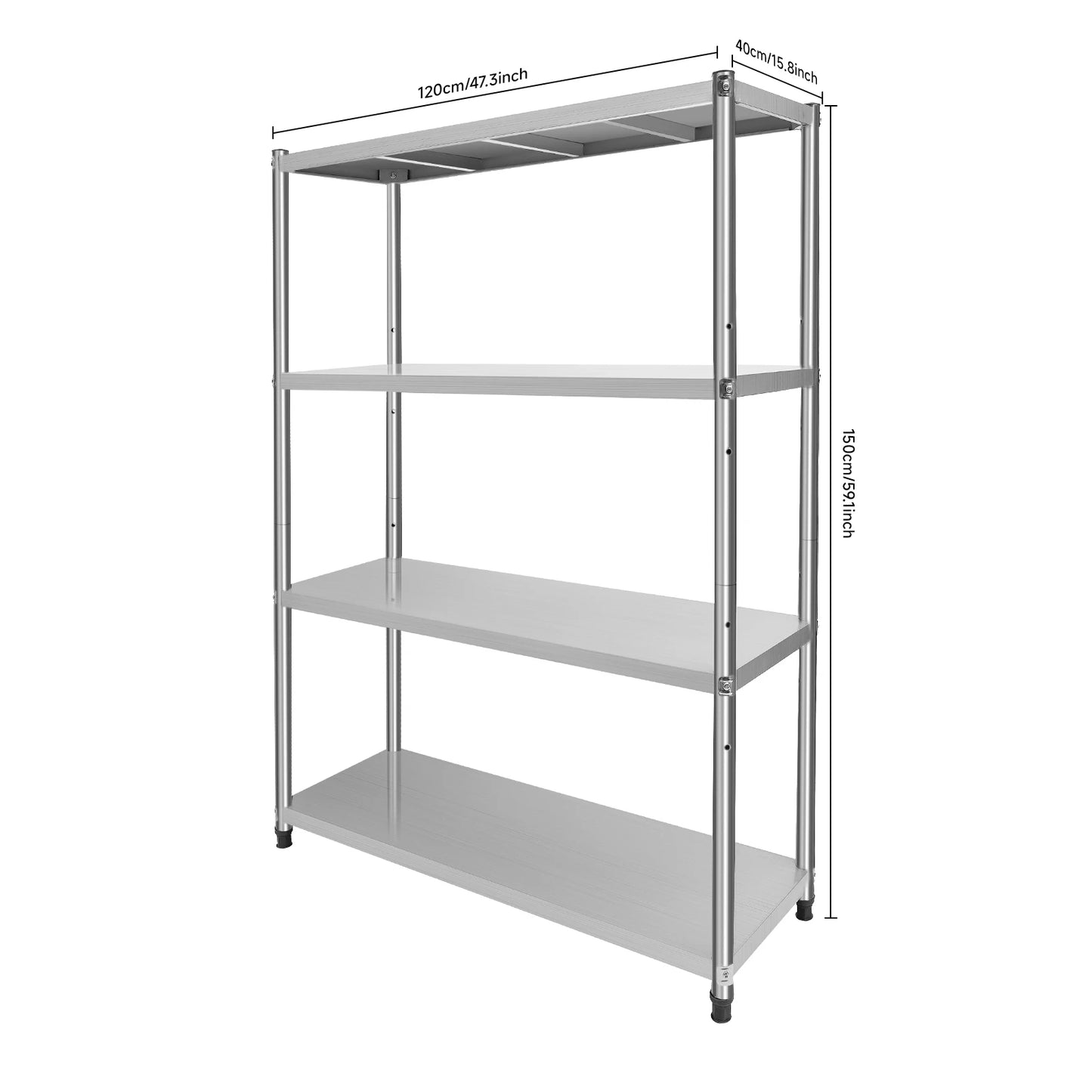 3-Tier /4-Tier 201 Stainless Steel Shelf Height Adjustable Storage Rack for Various Kitchen Utensils/Supplies/ Food