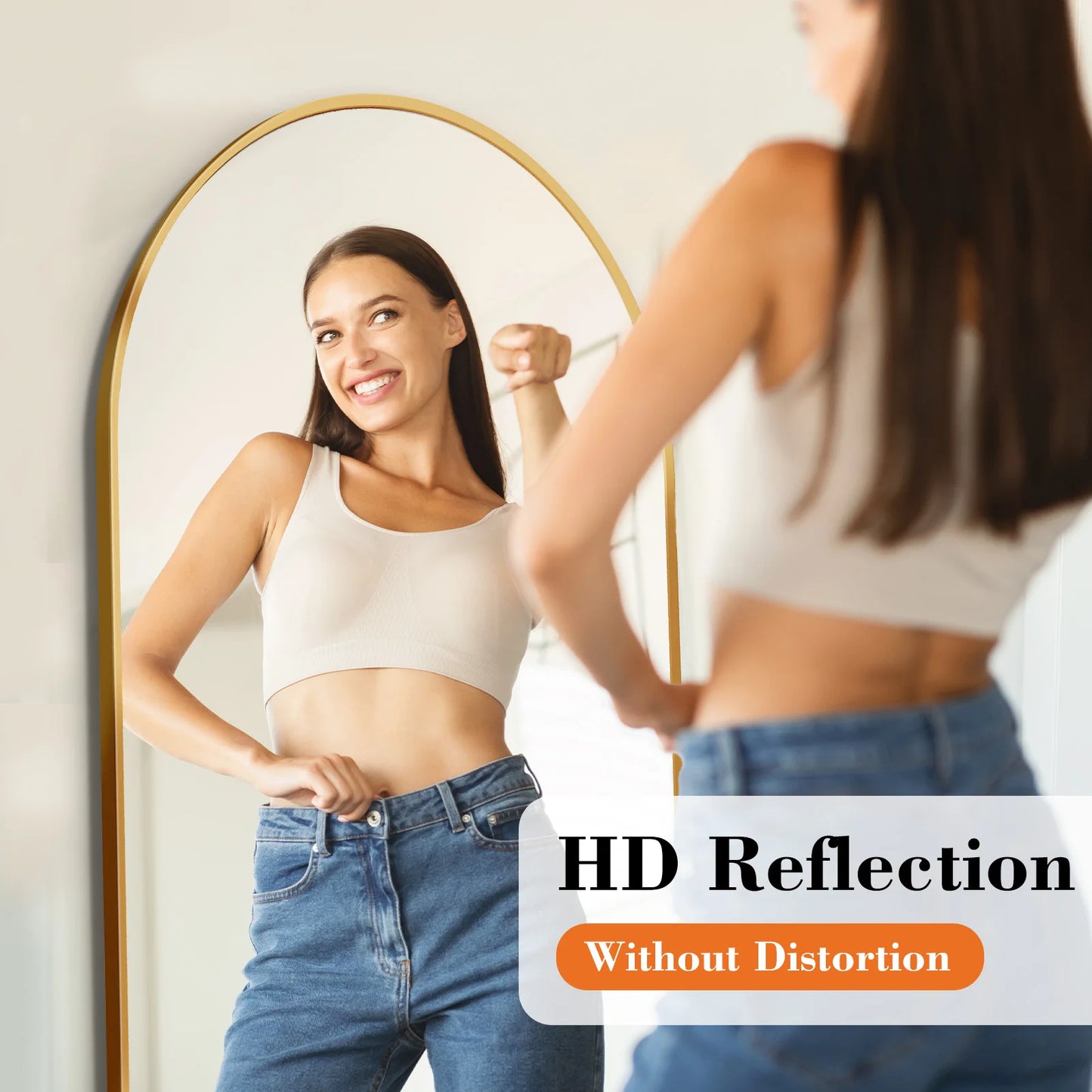 JHK Full Body Wall Mirror Aluminum Alloy Frame For Bathroom