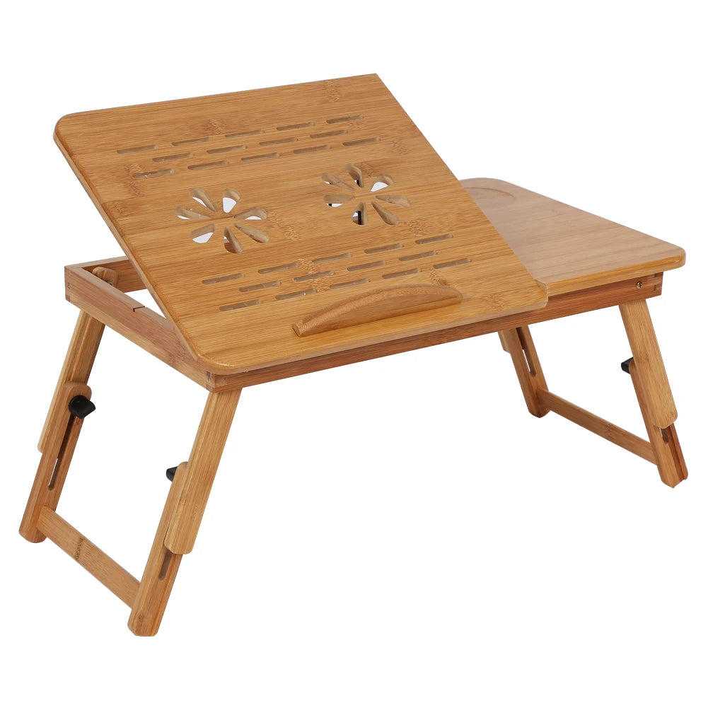 Adjustable Bamboo Laptop Bed Desk Portable Book Reading Tray Stand Dormitory Shelf