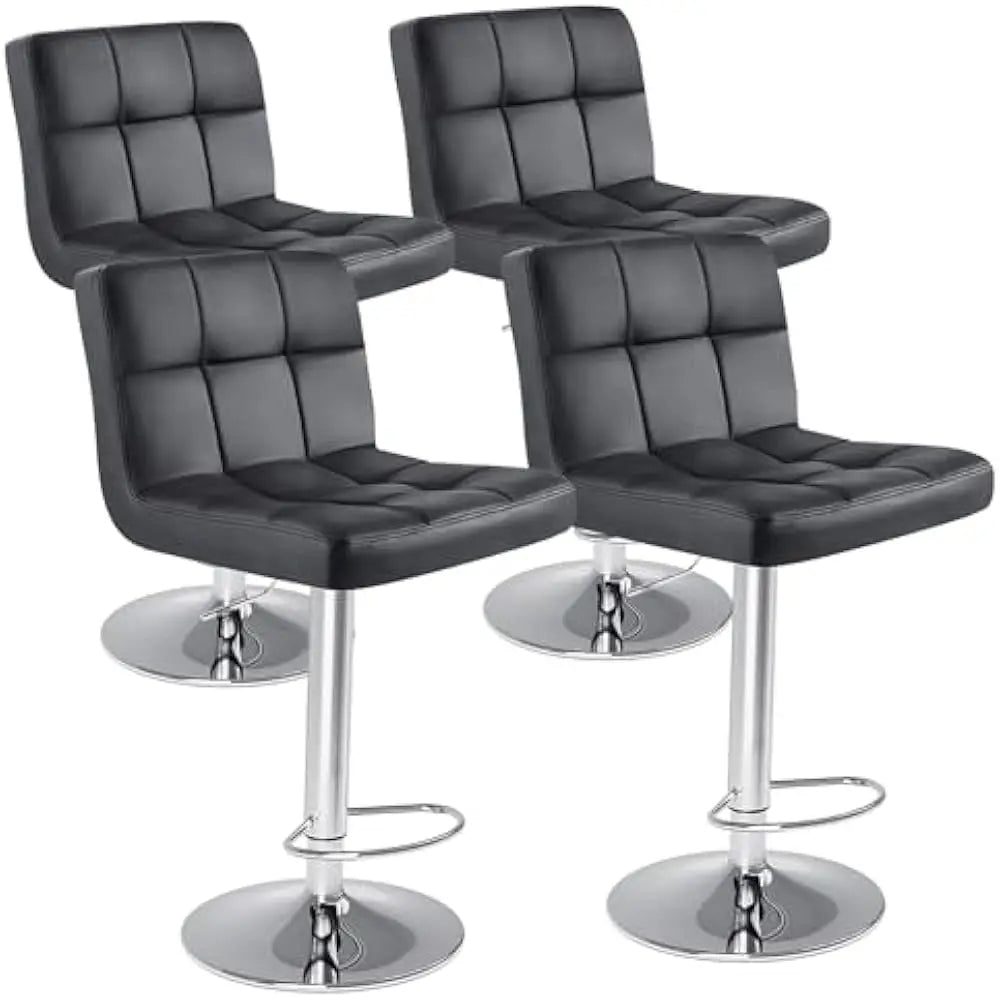 Upholstered PU Leather Saddle Bar Stools With Metal Base