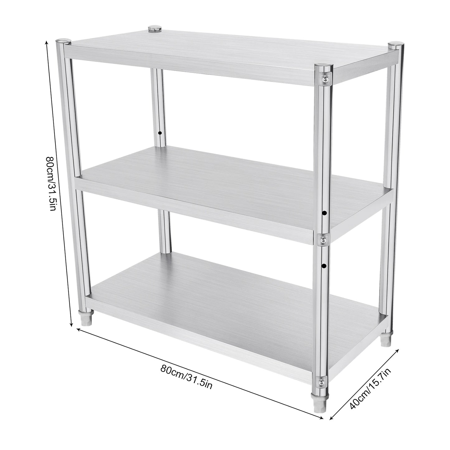 3-Tier /4-Tier 201 Stainless Steel Shelf Height Adjustable Storage Rack for Various Kitchen Utensils/Supplies/ Food