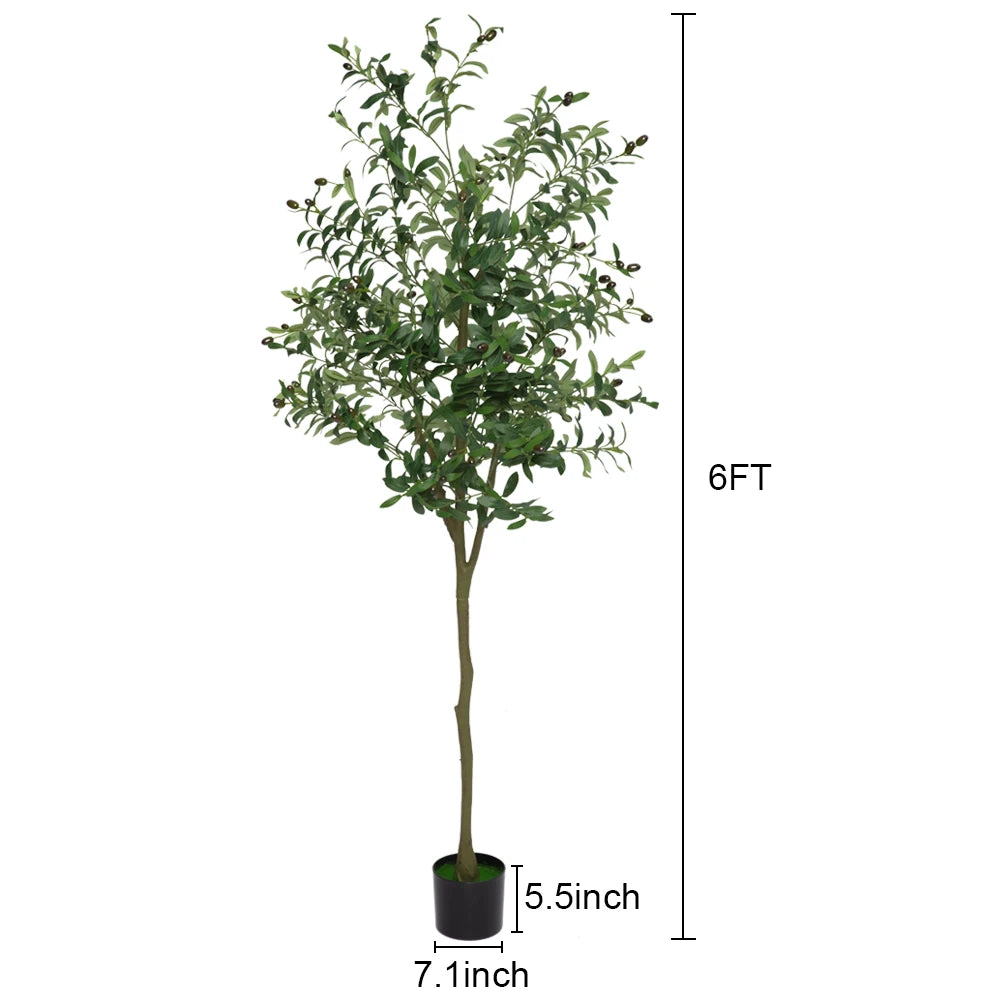 Artificial Olive Tree 5ft 6ft 7ft Tall Faux Olive Tree Indoor Outdoor Potted Plants for Home Office