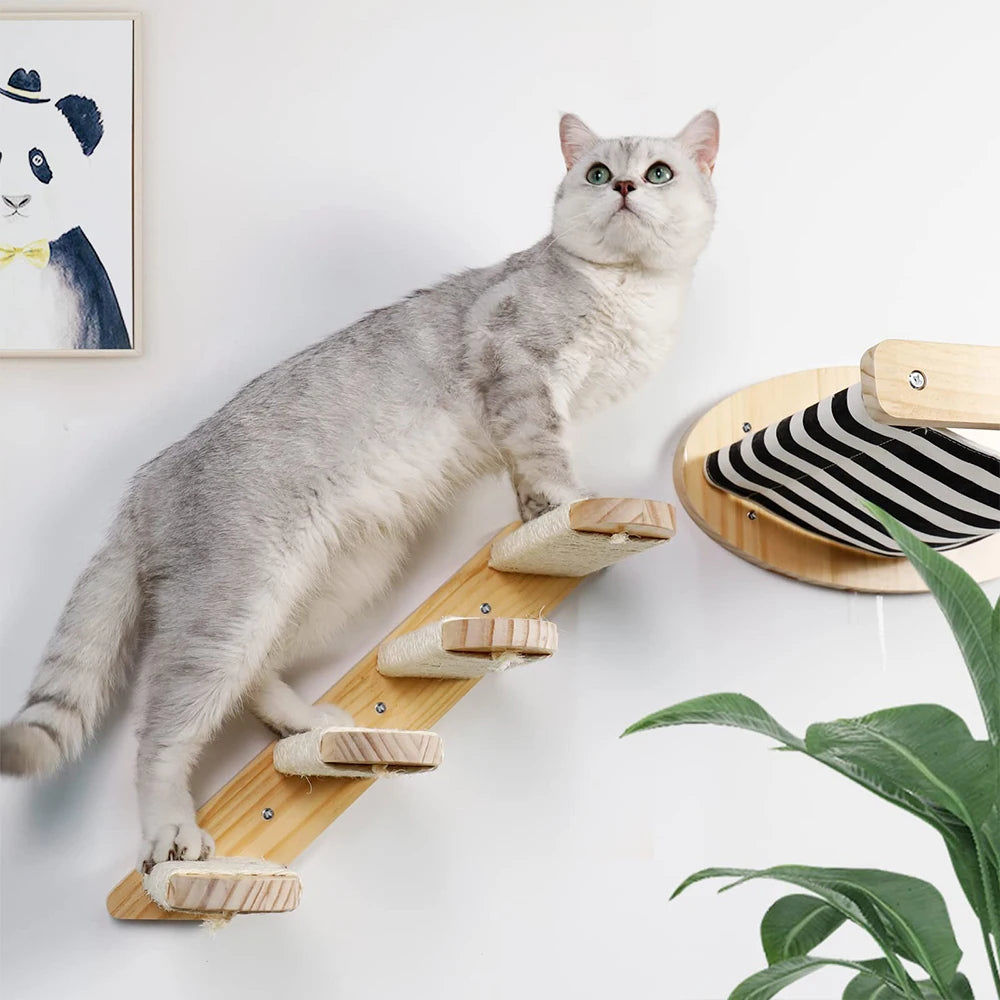 PETRAVELCN Cat Wall Mounted Hammock And Scratching Posts Set