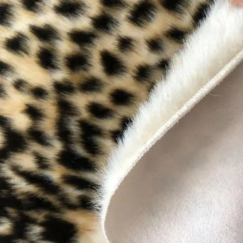 Hign Concerned Leopard Print Faux Cowhide Area Rug Decor